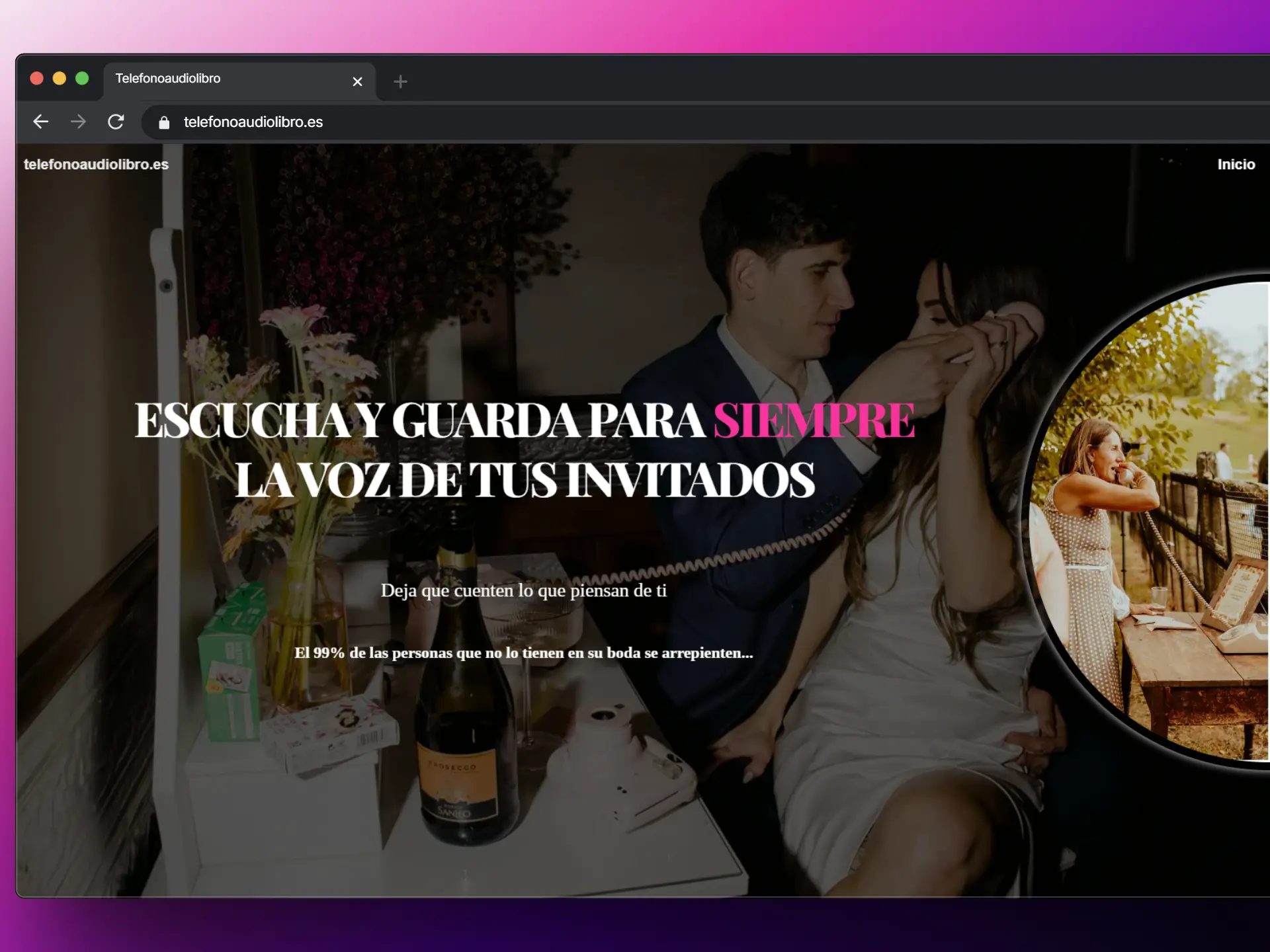 Sitio web personalizado para Visual Show, startup especialidada en filmación 360º en bodas.
